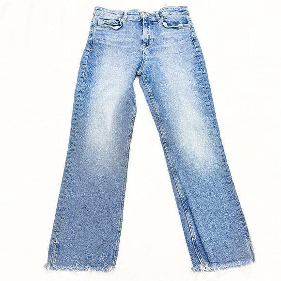 Zara Vintage Wash Bootcut Denim Jeans Split Raw Hem Size 8 - Picture 2 of 7